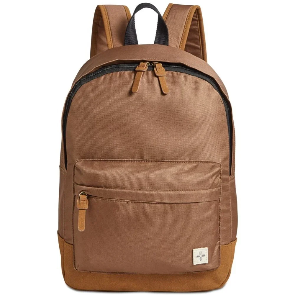 Sun + Stone Riley Mens Canvas Colorblocked Backpack, Tan, NWT - Picture 1 of 4